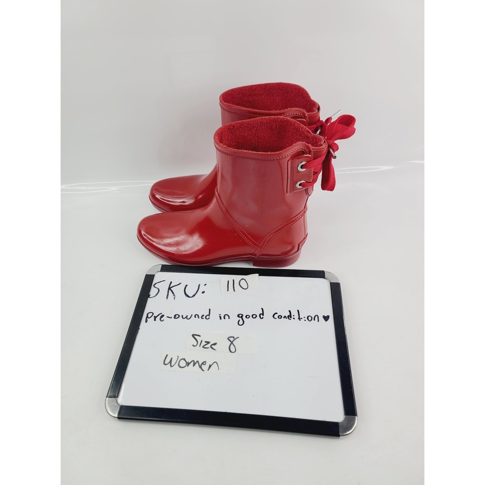 Michael Kors, Round Toe Rubber Ankle Boot Rubber Rain Boots, Women, Size 8, Red - Picture 8 of 8